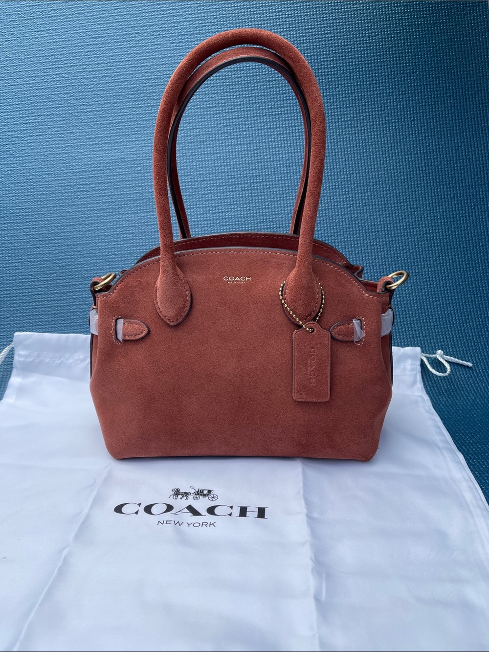 Coach Suede Satchel in Rust Orange - Picture 5 of 11